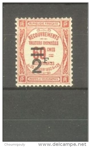 FRANCE STAMP TIMBRE TAXE N° 54 \" 2F SUR 60c ROUGE \" NEUF Xx SUP - Autres & Non Classés