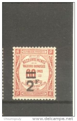 FRANCE STAMP TIMBRE TAXE N° 54 \" 2F SUR 60c ROUGE \" NEUF Xx SUP - Other & Unclassified