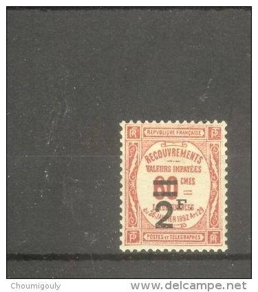 FRANCE STAMP TIMBRE TAXE N° 54 \" 2F SUR 60c ROUGE \" NEUF Xx SUP - Autres & Non Classés