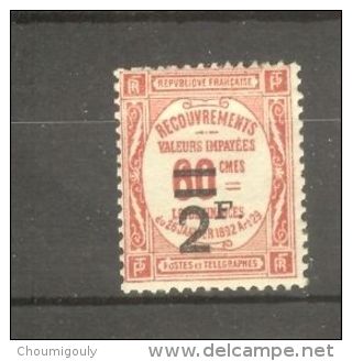 FRANCE STAMP TIMBRE TAXE N° 54 \" 2F SUR 60c ROUGE \" NEUF Xx TTB - Other & Unclassified