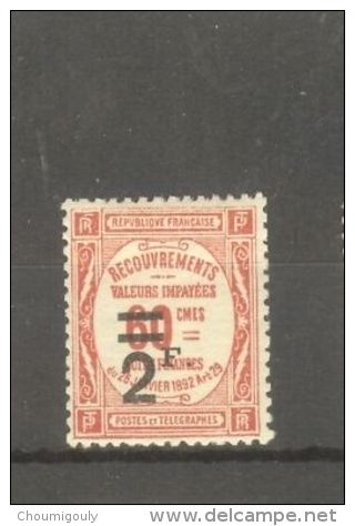 FRANCE STAMP TIMBRE TAXE N° 54 \" 2F SUR 60c ROUGE \" NEUF Xx TTB - Other & Unclassified