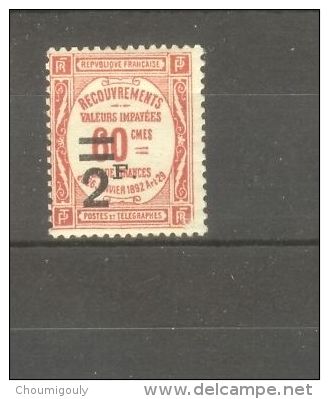 FRANCE STAMP TIMBRE TAXE N° 54 \" 2F SUR 60c ROUGE \" NEUF Xx TB - Other & Unclassified