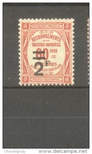FRANCE STAMP TIMBRE TAXE N° 54 \" 2F SUR 60c ROUGE \" NEUF Xx TB - Altri & Non Classificati