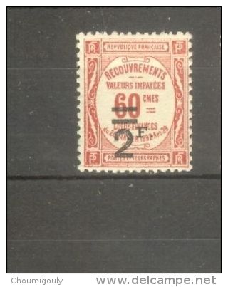 FRANCE STAMP TIMBRE TAXE N° 54 \" 2F SUR 60c ROUGE \" NEUF Xx TB - Otros & Sin Clasificación