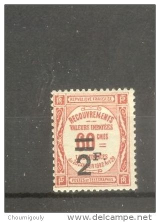 FRANCE STAMP TIMBRE TAXE N° 54 \" 2F SUR 60c ROUGE \" NEUF Xx TB - Other & Unclassified