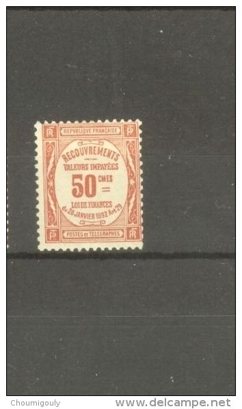 FRANCE STAMP TIMBRE TAXE N° 47 \" 50c ROUGE \" NEUF Xx TB - Altri & Non Classificati