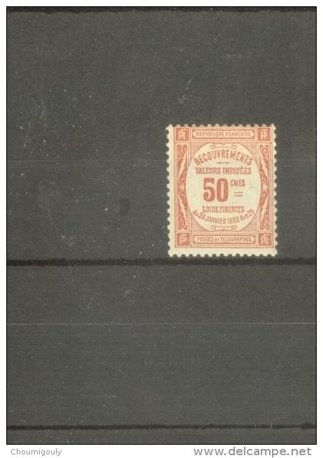 FRANCE STAMP TIMBRE TAXE N° 47 \" 50c ROUGE \" NEUF Xx TB - Autres & Non Classés