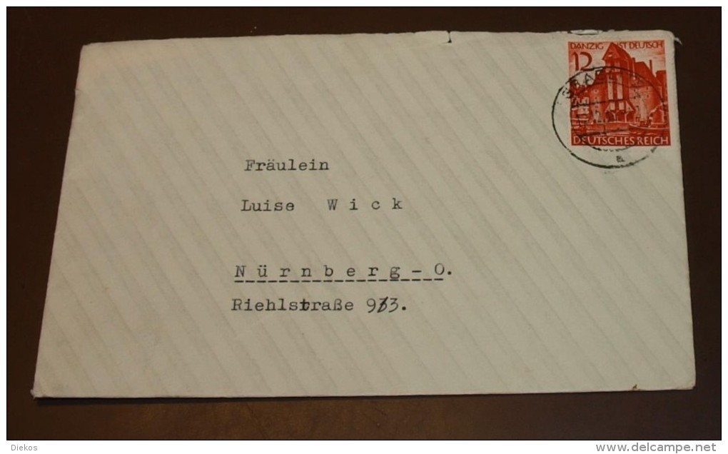 Deutsches Reich Brief 12 Pfg. Danzig  Graslitz    #cover2376 - Briefe U. Dokumente