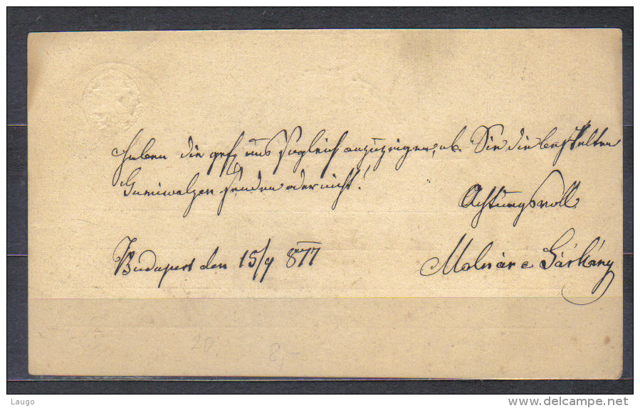 Hungary Postal Stationery Posted 1877 Budapest  To Wien - Briefe U. Dokumente