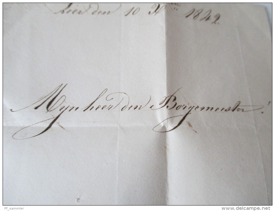 Niederlande Vorphila 1842 Hierden(??) an den Bürgermeister A. Vogels. Stempel: PP / PD. Franco. Social Philately