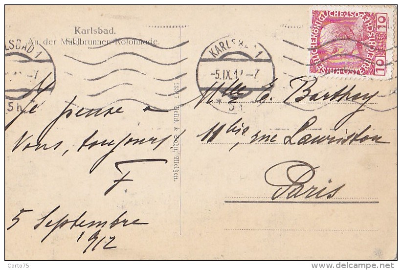 Tchéquie - Karlovi Vary - Karsbad - Postal Mark 1912 - República Checa