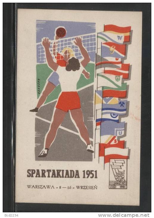 POLAND 1951 SPARTARKIADA SPORTS CHAMPIONSHIPS TYPE 1 VOLLEYBALL Flags - Poland