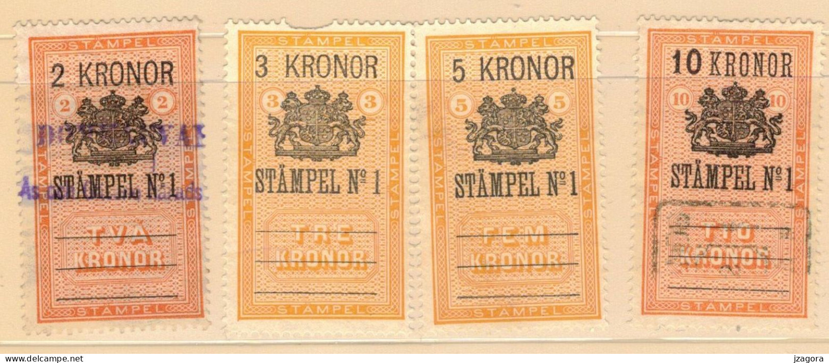 TAX REVENUE STEMPELMERKE STEUERMARKE TIMBRE FISCAL SWEDEN SCHWEDE SUEDE - Early 1900-ties  - StämpelNo1 - Revenue Stamps