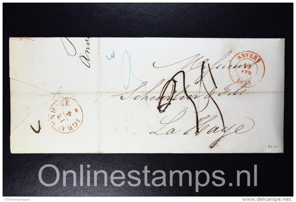 Belgium: Complete Letter 1845 Antwerp  To The Hague Holland - 1830-1849 (Belgica Independiente)