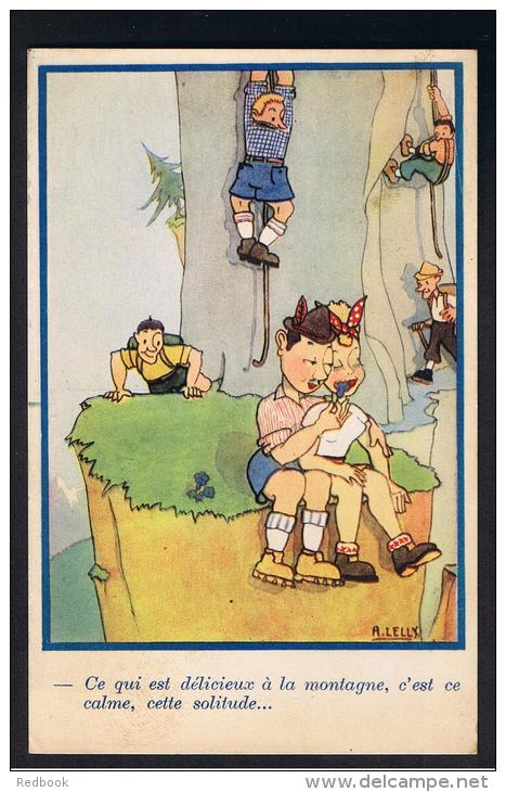 RB 988 - France Comic Humour Postcard - Mountaineering Climbing Theme -  1951 Switzerland To UK - 40c Rate - Fumetti