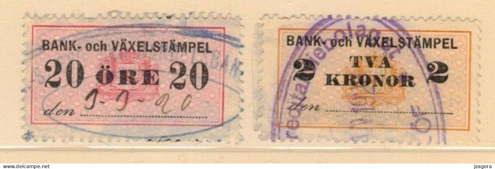 TAX REVENUE STEMPELMERKE STEUERMARKE TIMBRE FISCAL SWEDEN SCHWEDE SUEDE 1920 -  20 öre 2kr -  Bank & Gear Revenue - Revenue Stamps