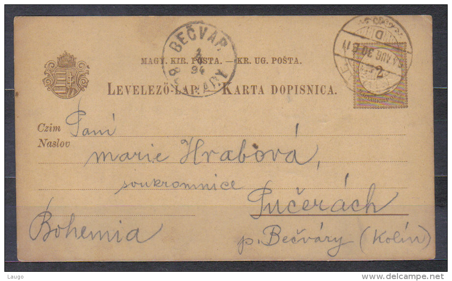 Hungary Postal Stationery Card , Posted 1894 FIUME To Becvary , Quatity See Scan - Briefe U. Dokumente