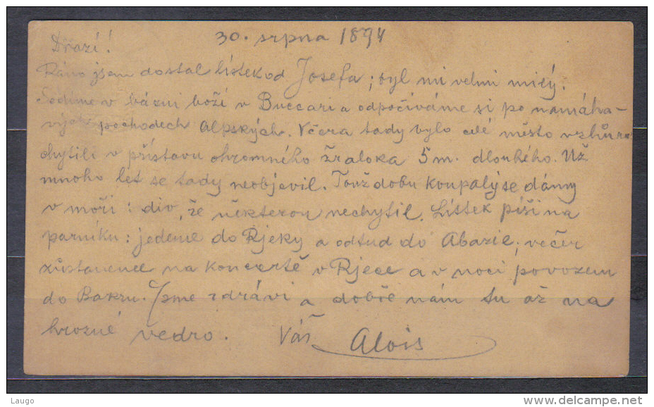 Hungary Postal Stationery Card , Posted 1894 FIUME To Becvary , Quatity See Scan - Brieven En Documenten