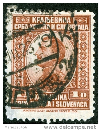 YUGOSLAVIA, RE ALESSANDRO, KING ALEXANDER, 1921, FRANCOBOLLO USATO - Gebraucht