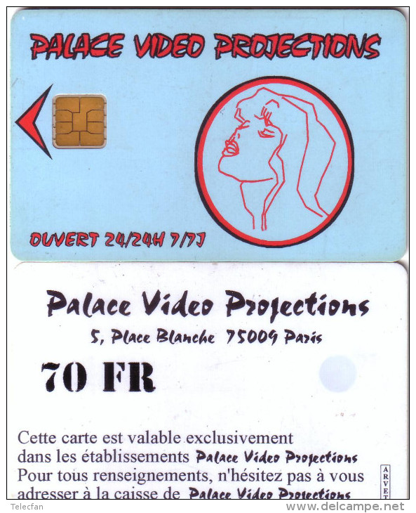 FRANCE CARTE A PUCE CHIP CARD PALACE VIDEO PARIS 9E 70F PUCE PHILIPS RARE - Ausstellungskarten