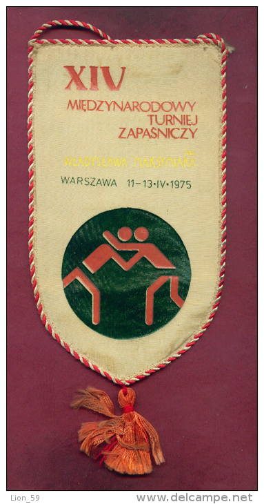 W87  / SPORT - Championship 1975 WARSZAWA Wrestling Lutte Ringen - 11.5  X 20 Cm. Wimpel Fanion Flag Poland Pologne - Autres & Non Classés