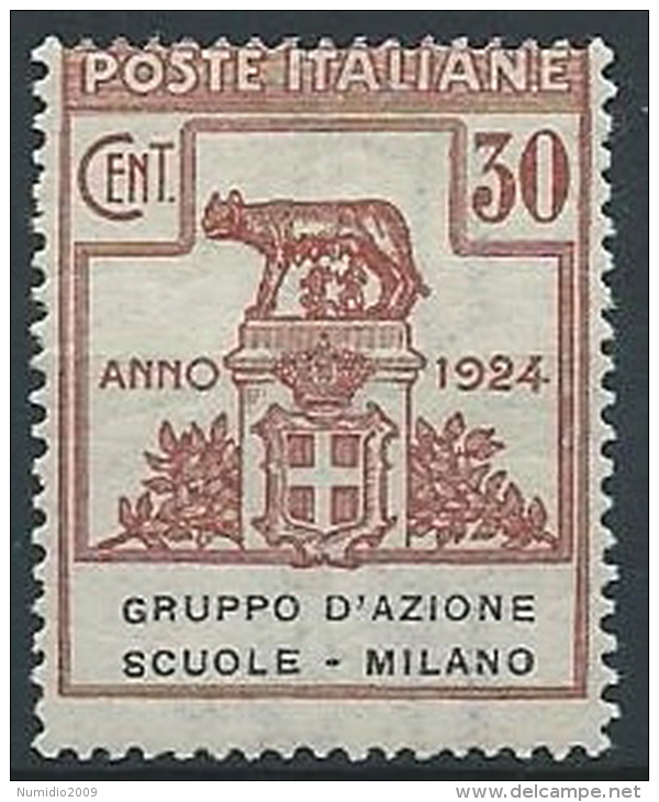 1924 REGNO PARASTATALI SCUOLE MILANO 30 CENT MNH ** - ED421-2 - Franchise