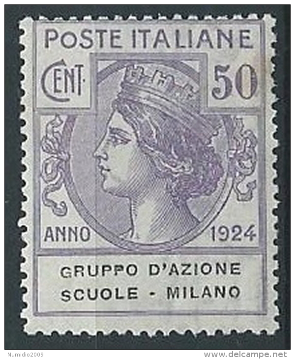 1924 REGNO PARASTATALI SCUOLE MILANO 50 CENT MNH ** - ED421-2 - Franchise