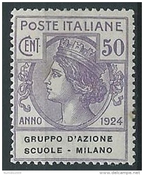 1924 REGNO PARASTATALI SCUOLE MILANO 50 CENT MNH ** - ED421-3 - Franchise