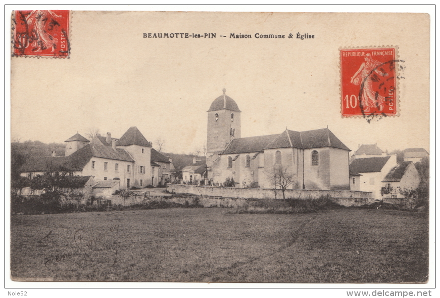 70 - BEAUMOTTE LES PIN - Maison Commune Et Église - 1914 - Rare - Autres & Non Classés