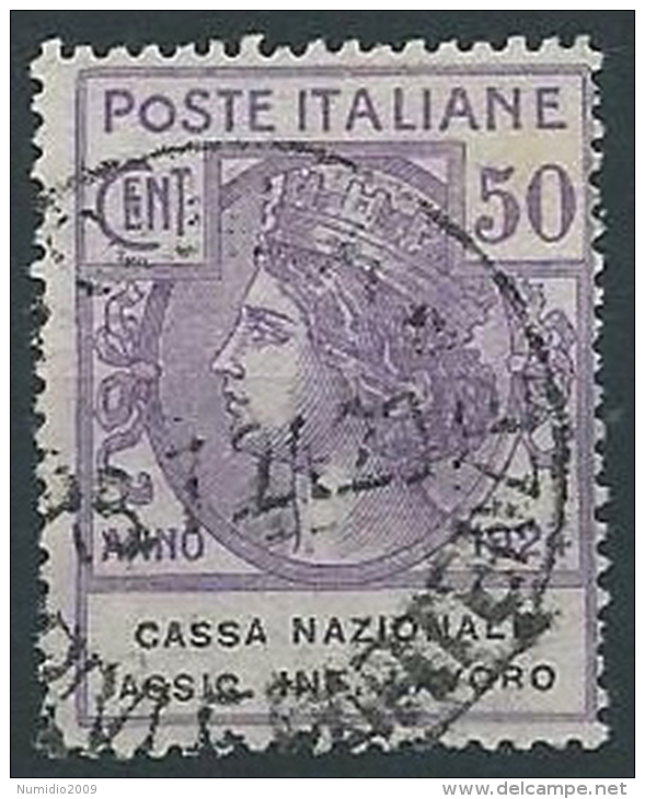 1924 REGNO USATO PARASTATALI ASSIC. INF. LAVORO 50 CENT - ED423 - Franchise