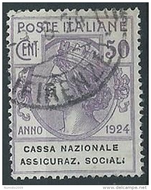 1924 REGNO USATO PARASTATALI ASSICURAZ. SOCIALI 50 CENT - ED423 - Franchise