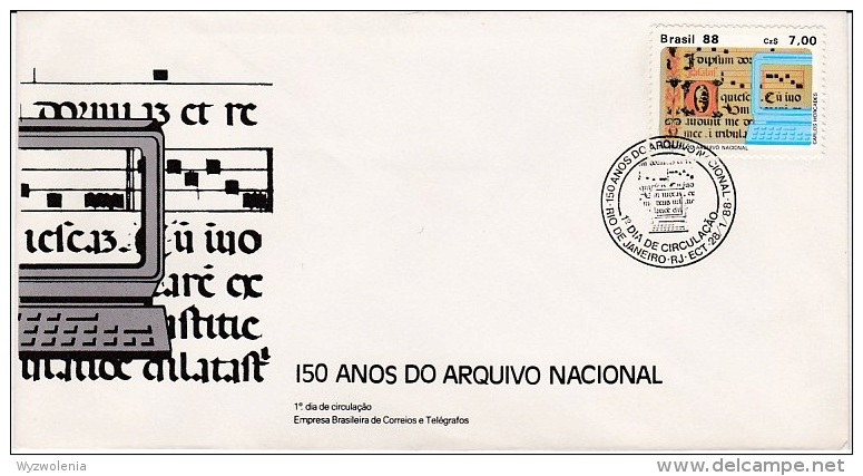 MB 1925) BRASILIEN MiNr 2242 FDC: 150 Jahre Staatsarchiv: Seite Aus Dem Buch „Gregorianische Gesänge“, Computer - Musik