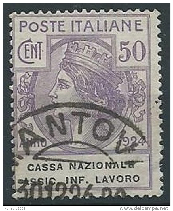 1924 REGNO USATO PARASTATALI ASSIC. INF. LAVORO 50 CENT - ED428 - Franchise