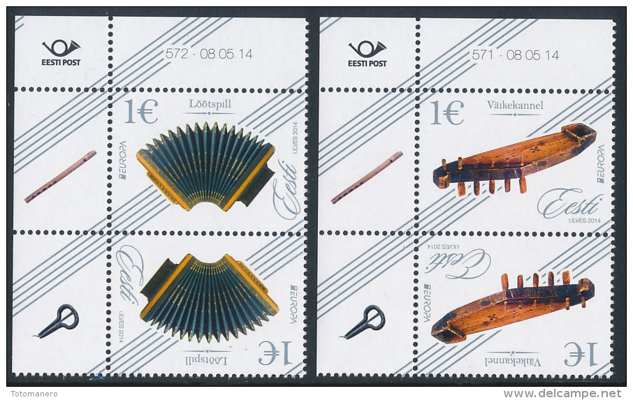 ESTONIA/Estland EESTI EUROPA 2014 "National Music Instruments" Set Of 2v** Tetebeche - 2014