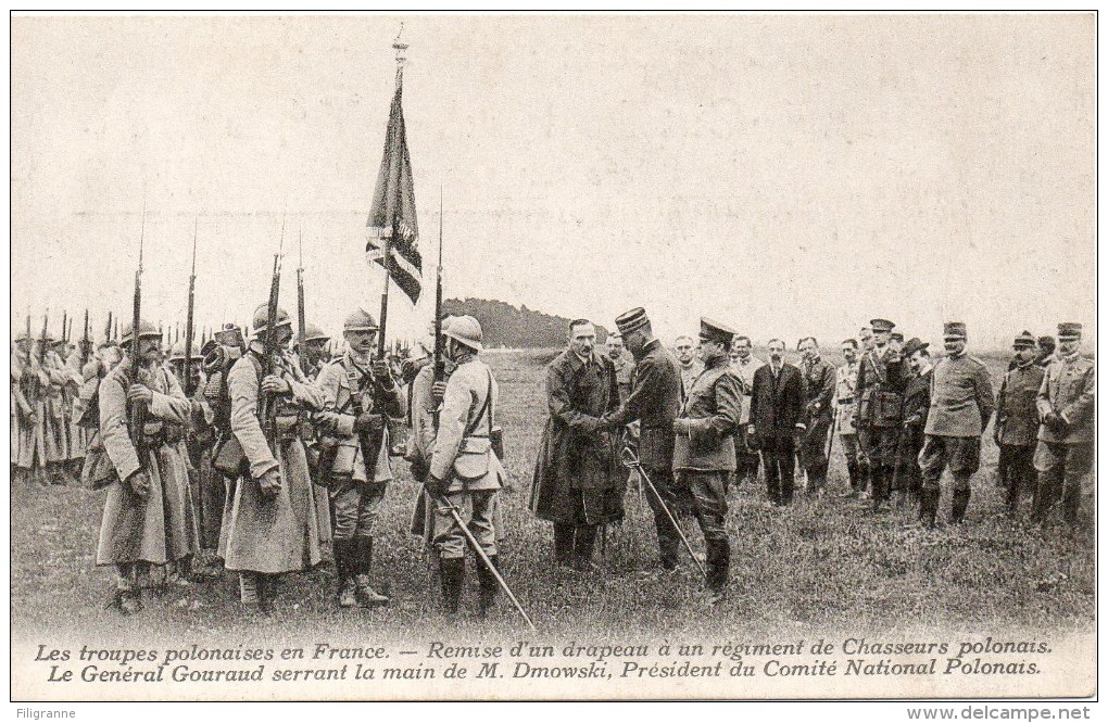 LES TROUPES POLONAISES EN FRANCE Remise D Un Drapeau A Un Regiment De Chasseurs - Autres & Non Classés