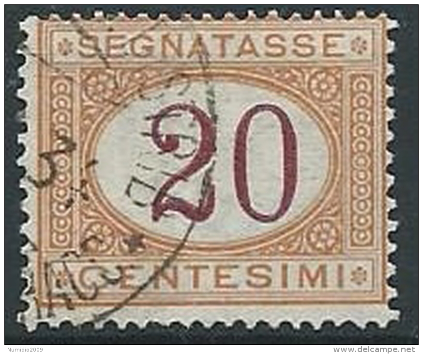 1890-94 REGNO USATO SEGNATASSE 20 CENT - ED433 - Taxe
