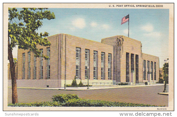 Ohio Springfield Post Office Curteich - Sonstige & Ohne Zuordnung