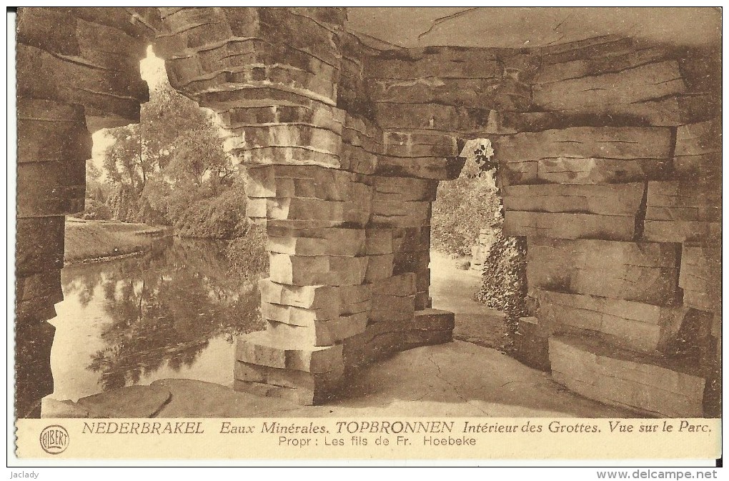 Nederbrakel -- Eaux  Minérales  Topbronnen. - Intérieur  Des  Grottes. Vue Sur Le Parc  (2 Scans) - Brakel