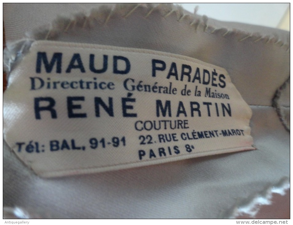 VINTAGE : ROBE DES ANNÉES 1920's  RENÉ COUTURE PARIS ( PETITE TAILLE) - Haute Couture
