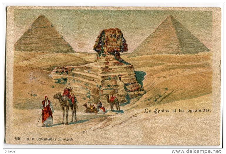 CARTOLINA LE SPHINX ET LES PYRAMIDES PIRAMIDI EGITTO VIAGGIATA ILLUSTRATORE FRANKE - Pyramides