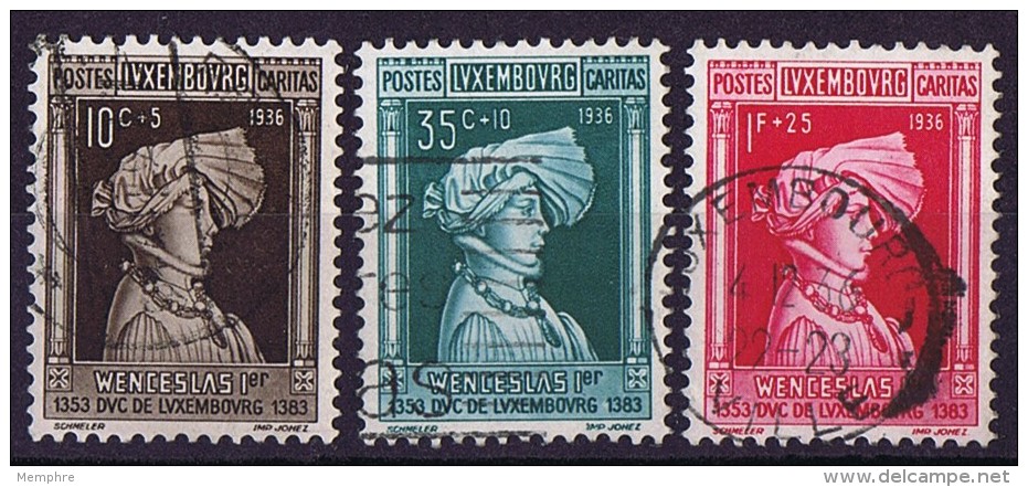 1936  Caritas  Duc Wenceslas 1er   10c, 35 C., 1 Fr - Used Stamps