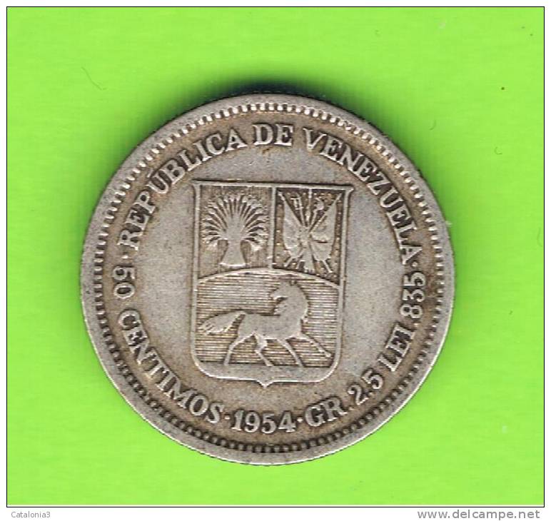 VENEZUELA - 50  Centimos  1954  KM35  PLATA - Venezuela