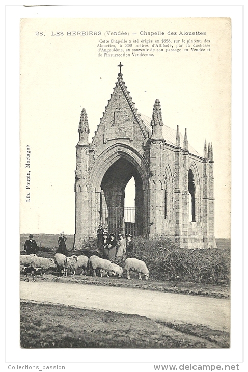 Cp, 85, Les Herbiers, Chapelle Des Alouettes, écrite - Les Herbiers