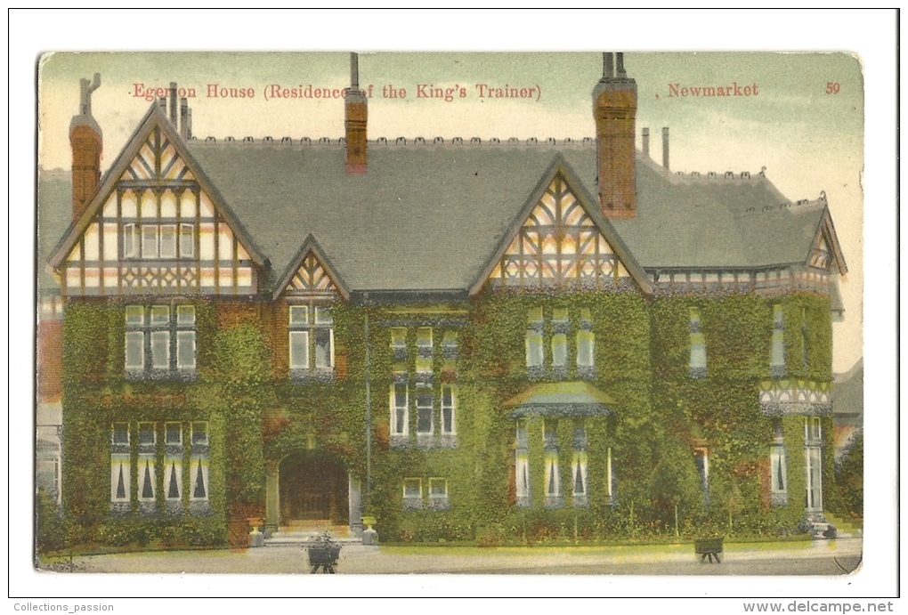 Cp, Angleterre, Newmarket, Egerson HOuse, Residence Of The King's Trainer,  Voyagée 1908 - Otros & Sin Clasificación