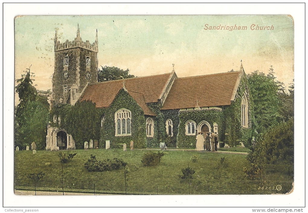 Cp, Angleterre, Sandringham Chuch, Voyagée 1908 - Altri & Non Classificati