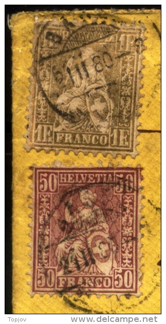 SWITZERLAND -SCHWEIZ  - CHARGE Letter - BASEL To MILANO  - 50 C Purpur + 1 Fr Gold - 1880 - RARE - Brieven En Documenten