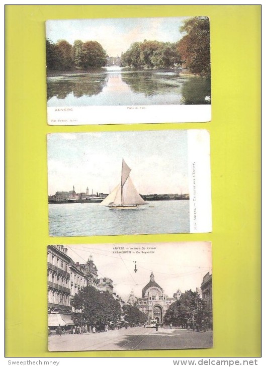 TROIS 3 ANVERS POSTCARDS ONE WITH GOOD POSTMARK - Antwerpen