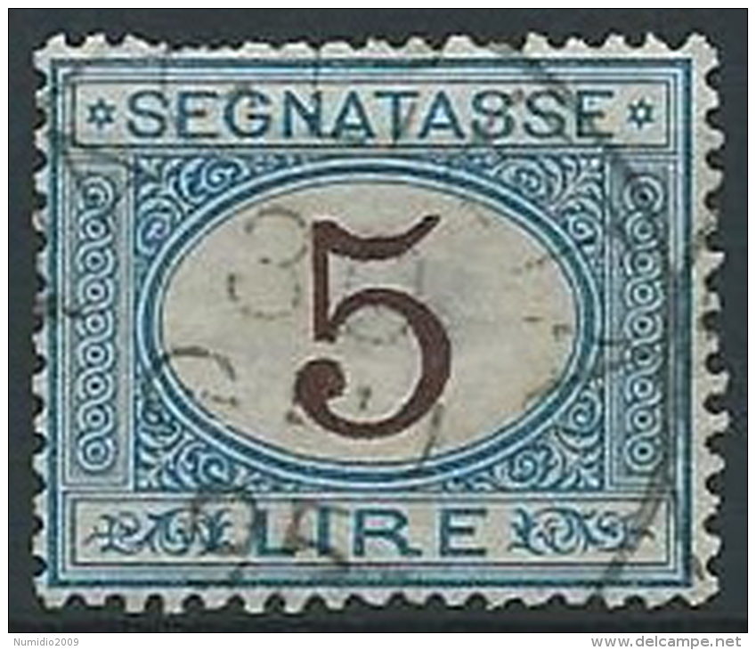 1870-74 REGNO USATO SEGNATASSE 5 LIRE - ED478 - Taxe