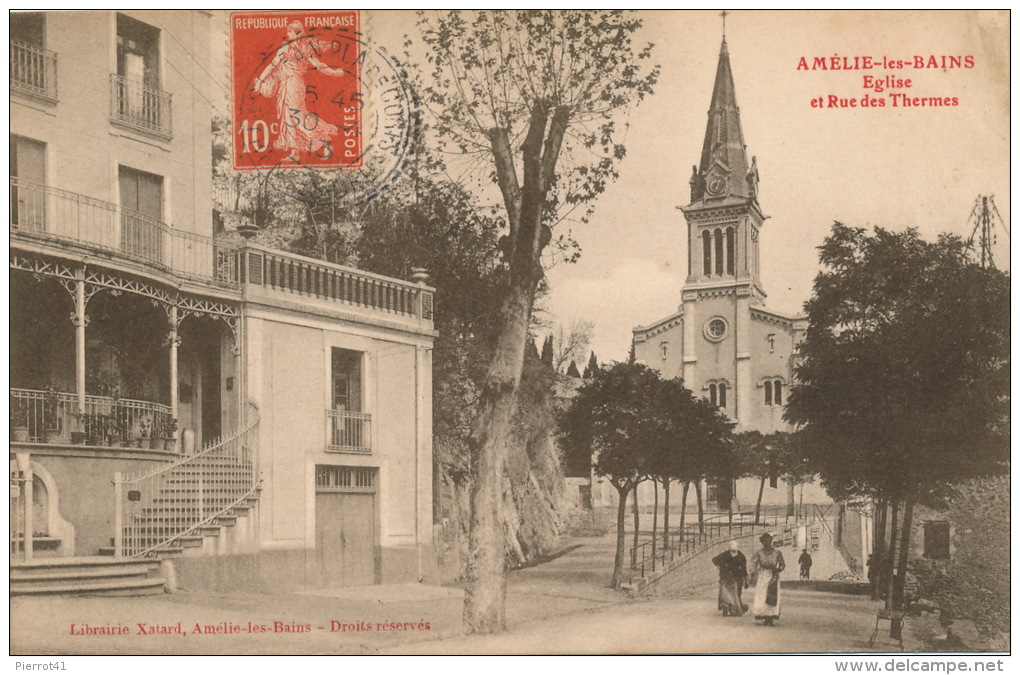 AMELIE LES BAINS - Eglise Et Rue Des Thermes - Autres & Non Classés