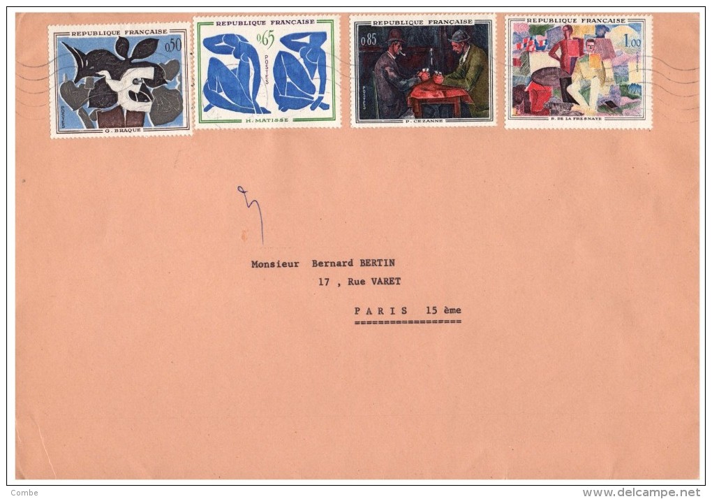 LETTRE COVER , SERIE DES TABLEAUX 1961, Yv 1319/1322, BRAQUE MATISSE CEZANNE FRESNAYE   /6000 - 1961-....